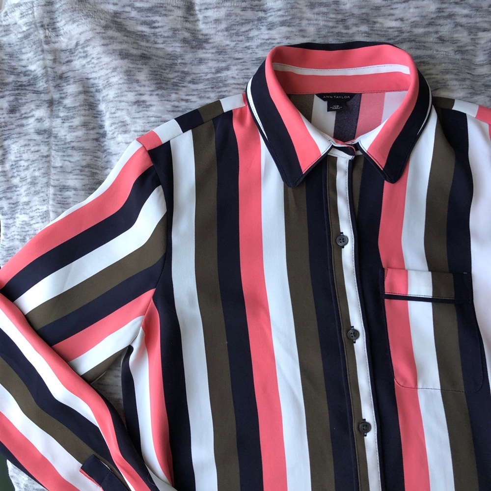 Ann Taylor Stripe Shirt Dress